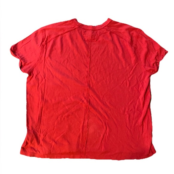 We The Free Free People Boyfriend Tee Shirt Red Womens Medium Oversized - Picture 9 of 9
